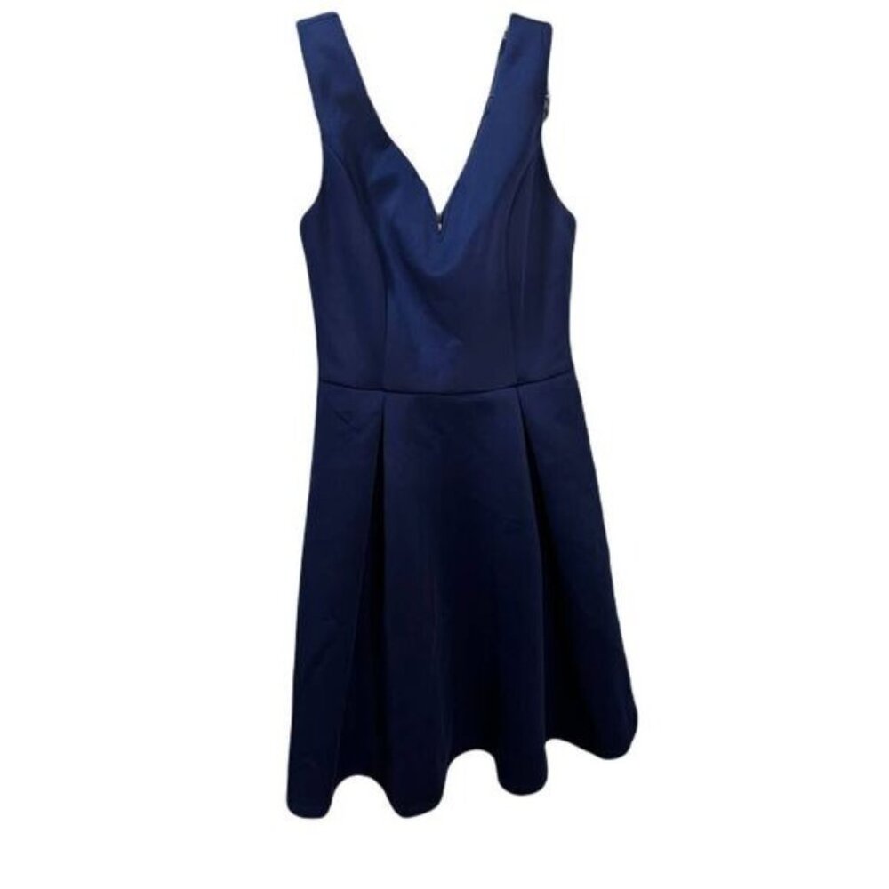 Navy‎ Blue Sleeveless Fit & Flare V-Neck Cocktail Dress Size S